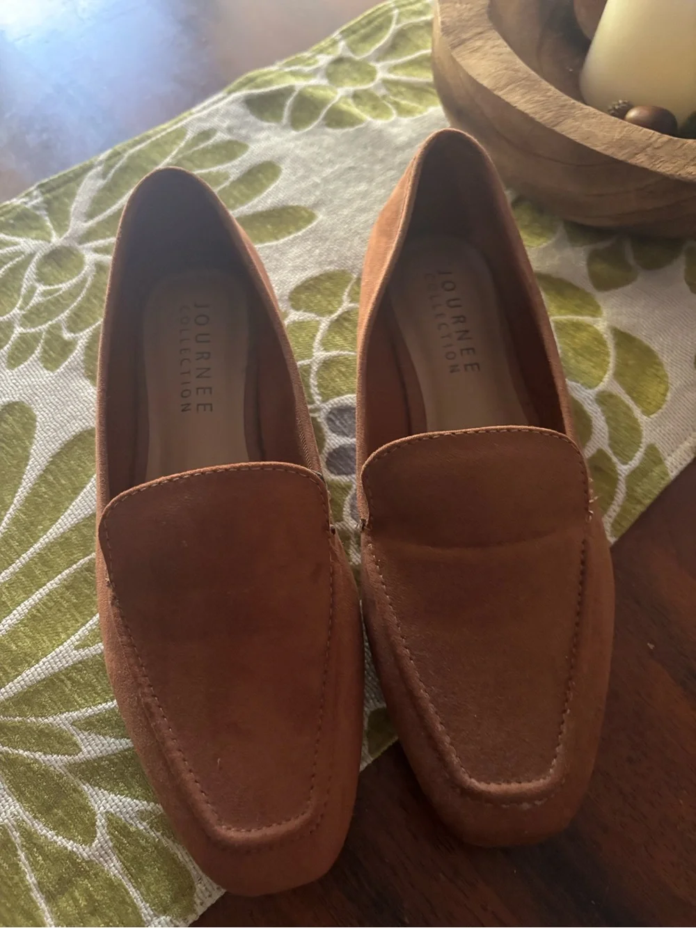 Journee Collection Suede Loafers in Brown size 9